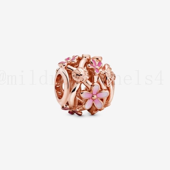 Pandora Openwork Pink Daisy Flower Charm - Picture 1 of 4
